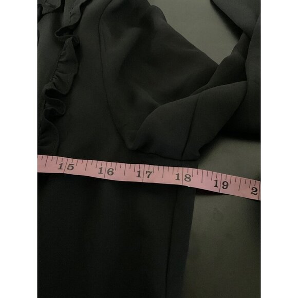 WREN & WILLA Long Sleeve Black Button Down Back Sheer Top size Medium - Picture 7 of 11